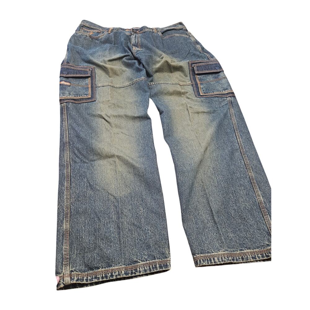 Enyce Y2K Baggy Wide Leg Denim Jeans Mens 42 Blue Carpenter Skater Hip Hop - Picture 2 of 13